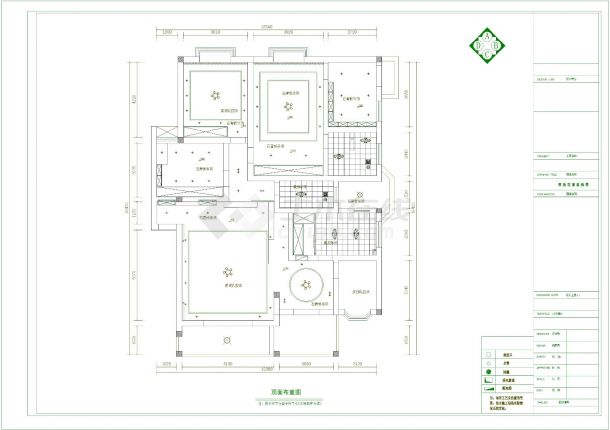 某五室大户型装修设计CAD施工方案图-图二