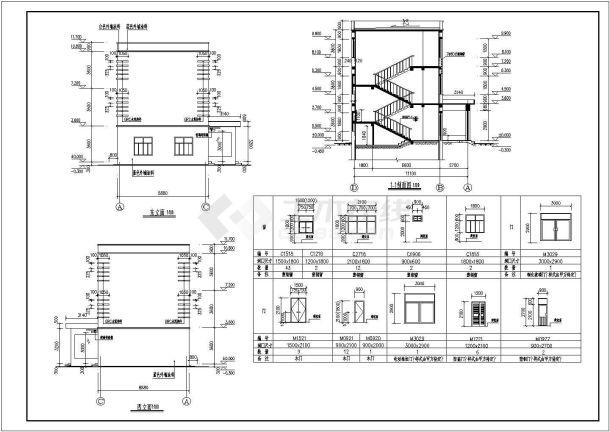 某地三层砖混办公楼建筑方案设计图-图二