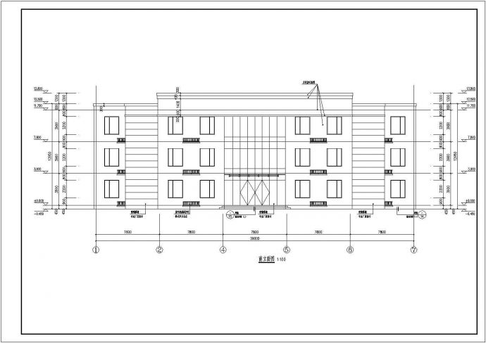 某地区三层框架结构办公楼建筑方案设计图_图1