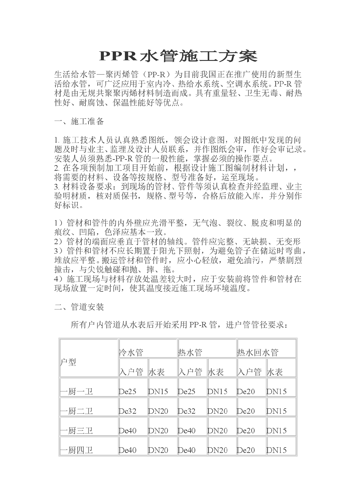 PPR水管施工方案-图一