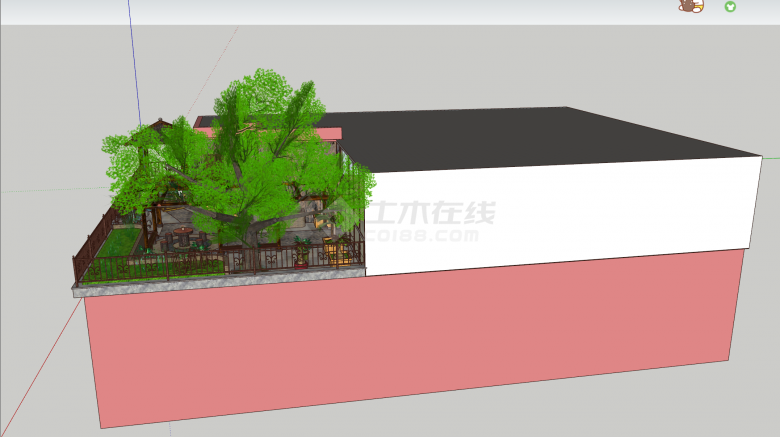 自带楼顶型花园的双层别墅su模型-图一