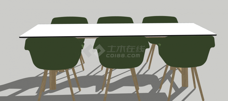 木质小型会议桌凳子椅子的su模型-图一