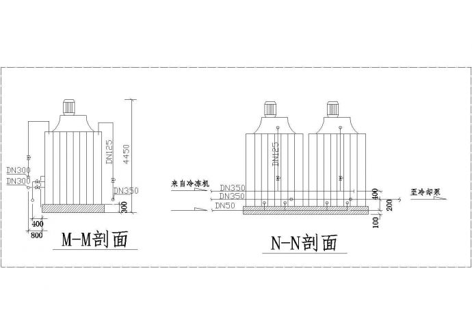 【江苏】某冷却塔平面剖面布置大样图_图1