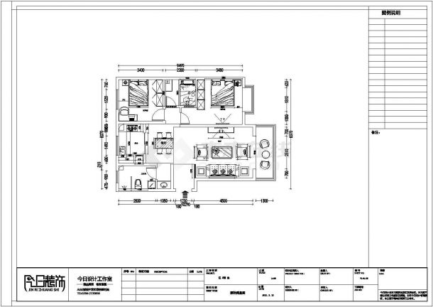 某三室一厅一厨两卫住宅装修设计施工图-图二