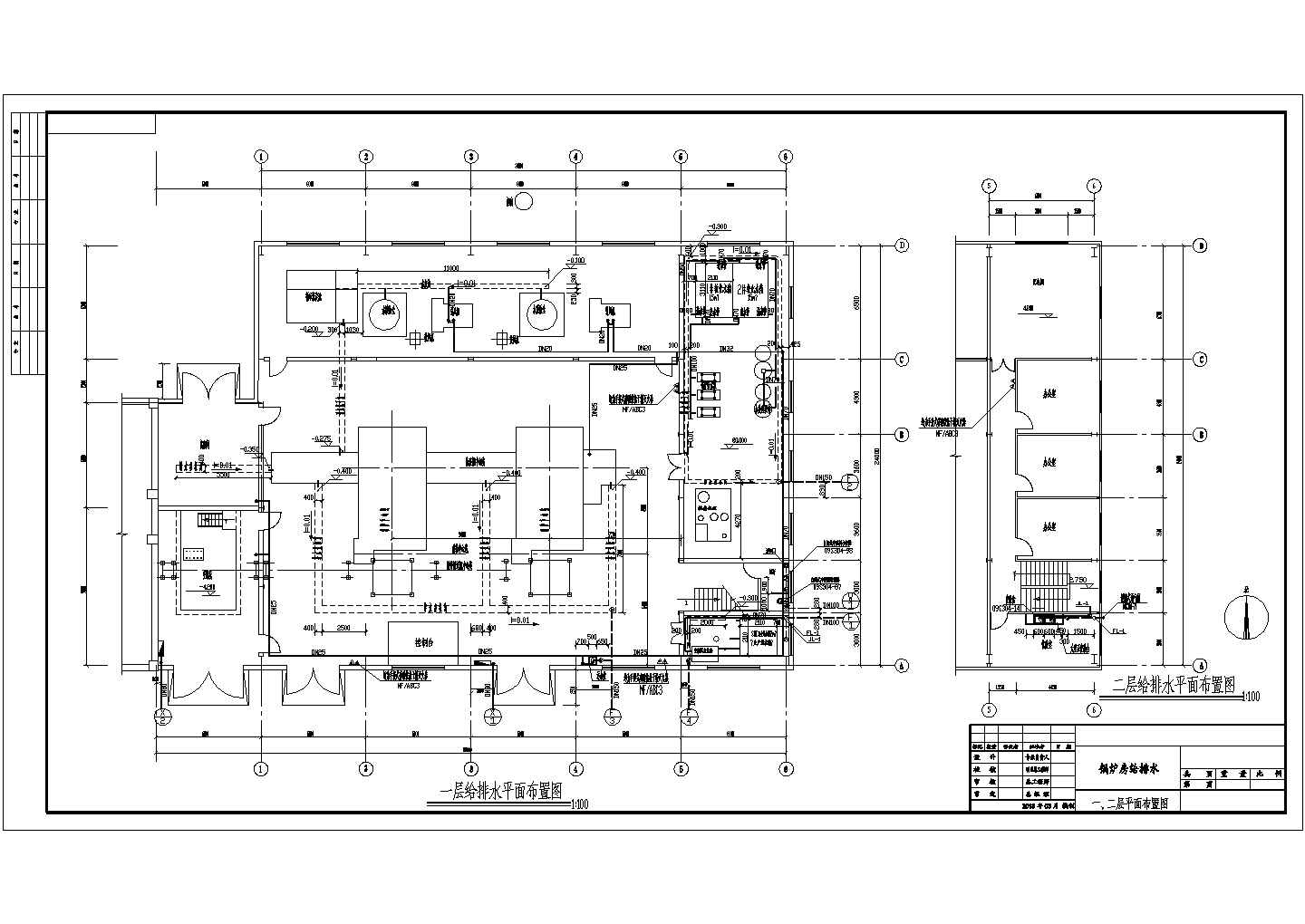 某蒸汽锅炉房给排水设计施工图
