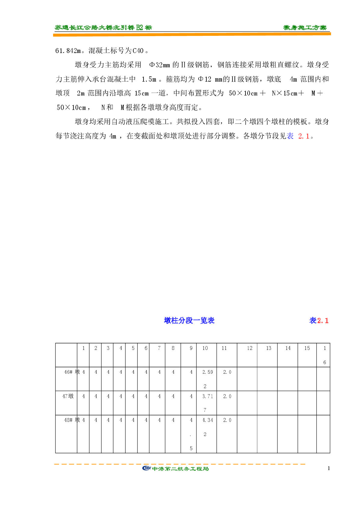 苏通大桥墩身施工方案-图二