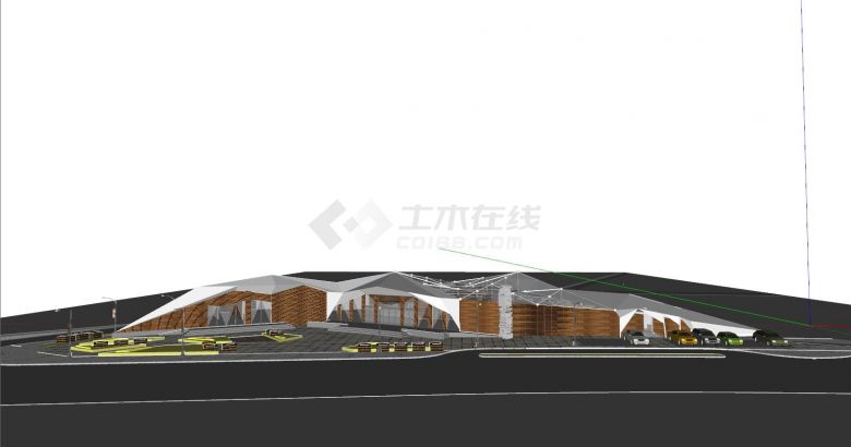 新中式汽车站设计方案su模型-图二