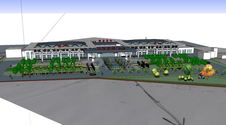 现代建筑梅县机场改造投标设计梅县机场改造投标设su模型-图一
