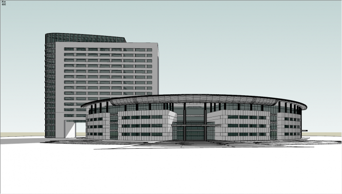 现代建筑风格第一医院设计su模型_图1