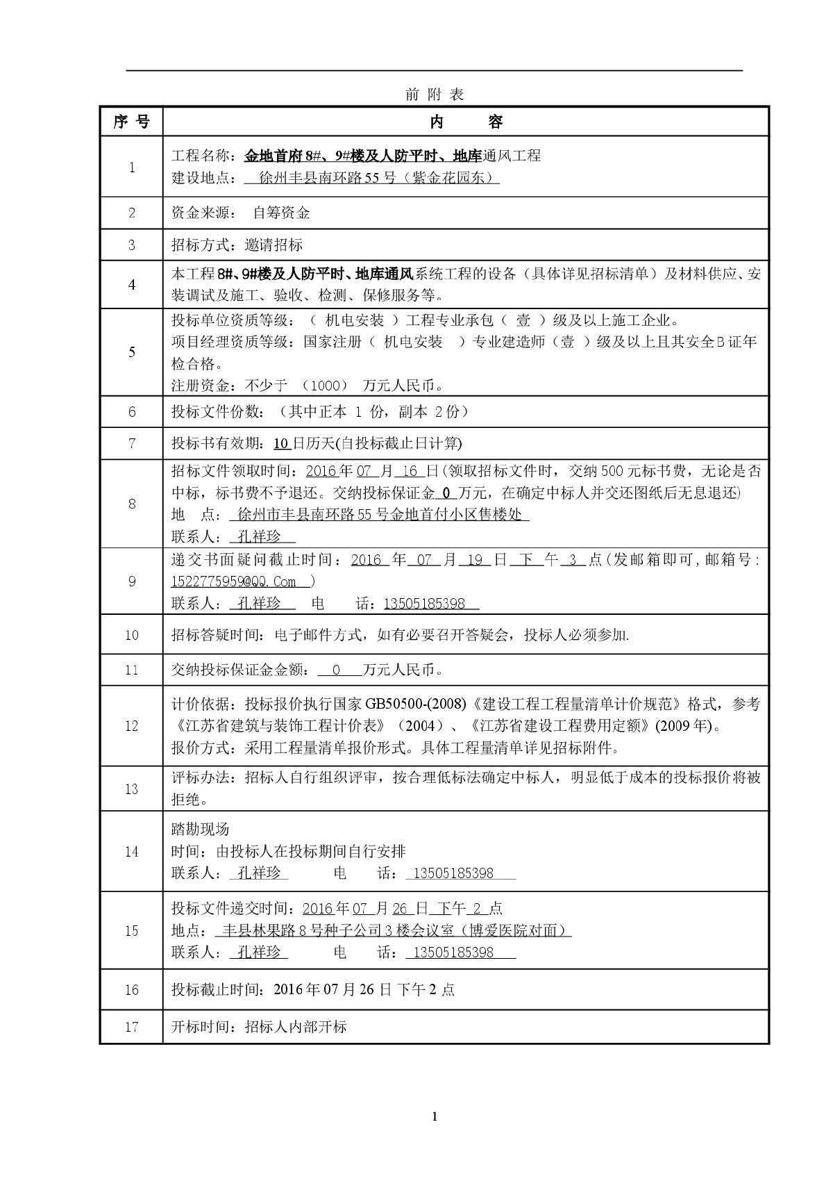 丰县金地首府通风系统招标文件-图二