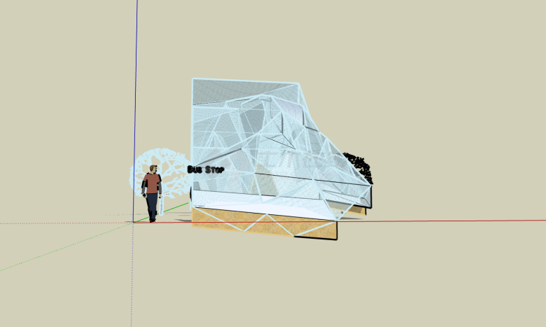 现代潮流公交车站 su模型-图一