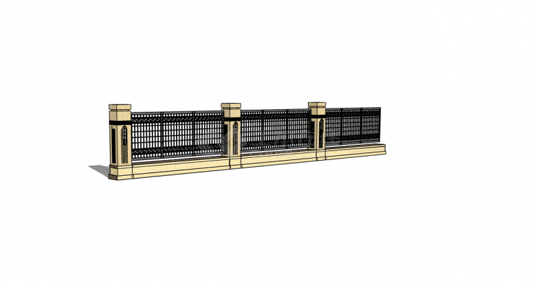 欧洲复古栅栏式镂空围墙su模型-图二