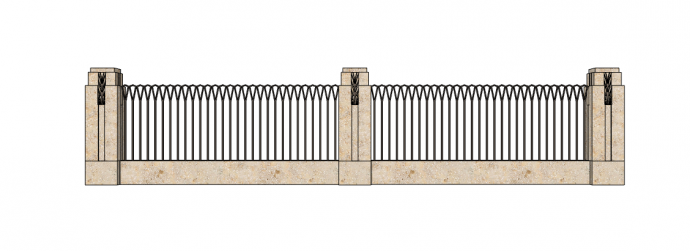 大理石栅栏复古围墙su模型_图1