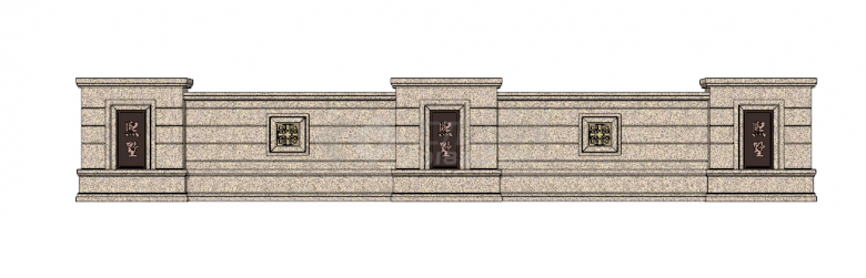 欧式古典纯石质围墙su模型-图二