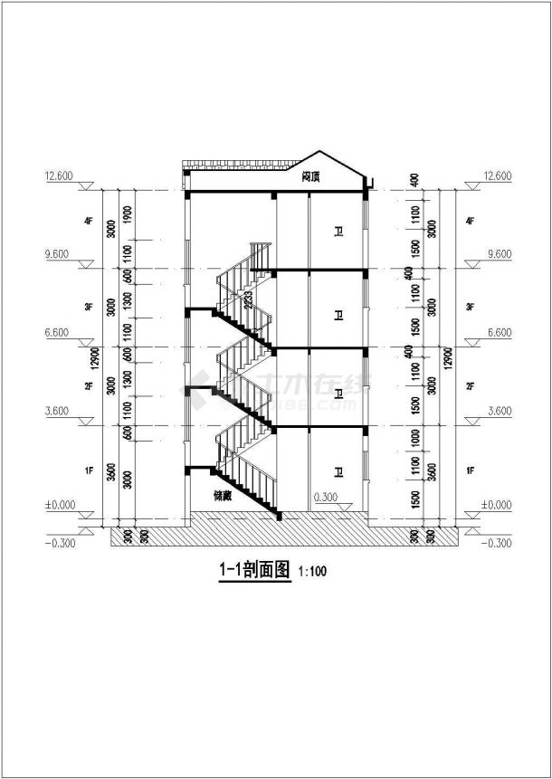 某地4层框架结构英式别墅建筑方案图-图二