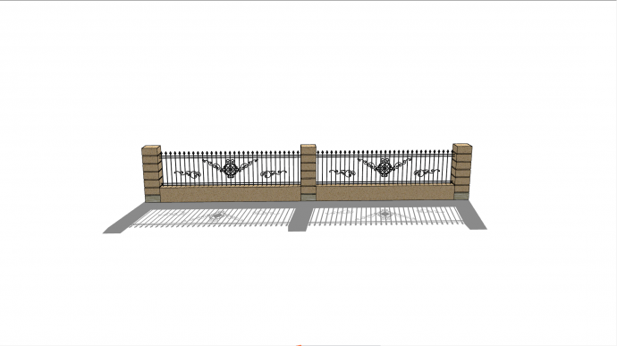 两节栅栏围墙su模型_图1