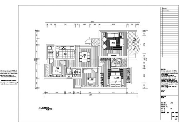  Design and construction drawing of a simple European style three room two hall home decoration - Figure 1