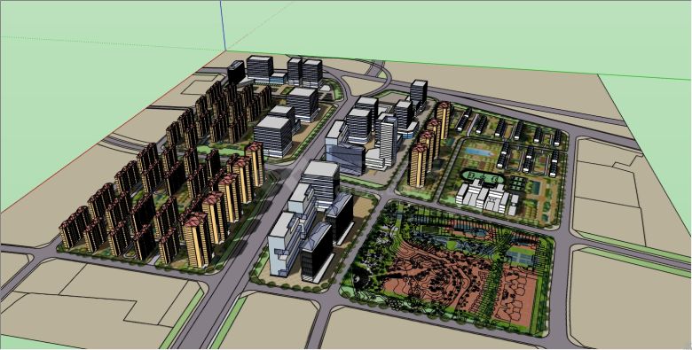 居住区商业区农业区共同发展农村现代化城镇建设su模型-图二
