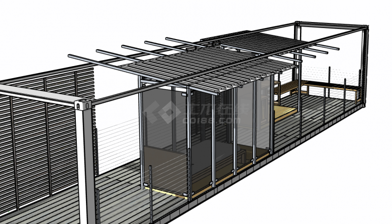 小型钢结构集装箱改造民宿餐厅su模型-图二