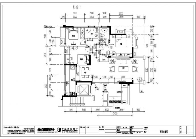 某框架结构三室两厅家装平面设计方案_图1
