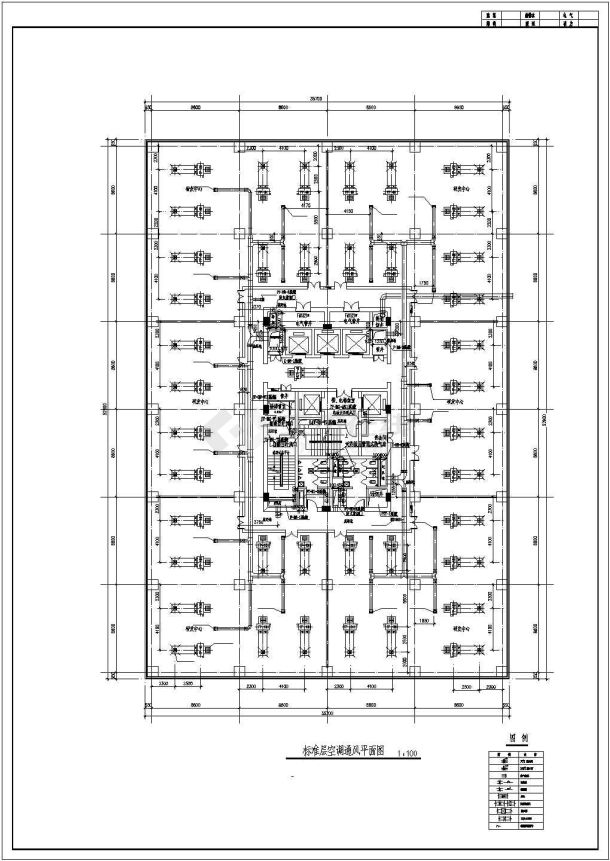 某办公楼标准层通风空调平面设计图-图一