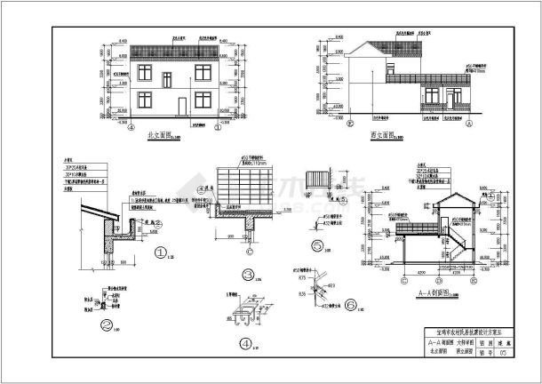 【陕西】农村民居楼建筑设计施工图之五-图二