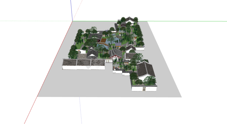 中国风古典江南水乡式怡园su模型-图二