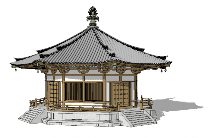 中式古典风格木质亭子su模型_图1