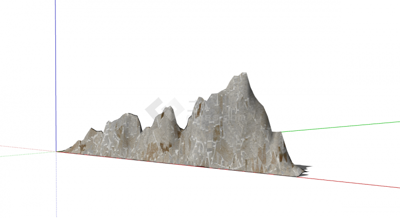 现代浅色高低层次假山置石su模型-图二