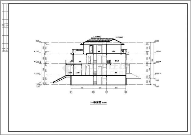 7度半区框架结构别墅设计施工图（带一层地下室）-图二