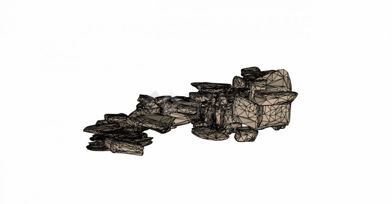 现代堆叠式奇特造型假山置石su模型-图二