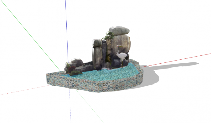 水池白鹤片状假山置石su模型_图1