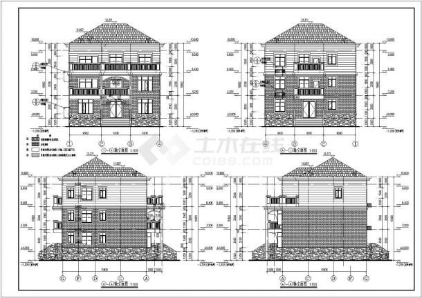 【江西】某地三层框架结构别墅建筑设计施工图-图一