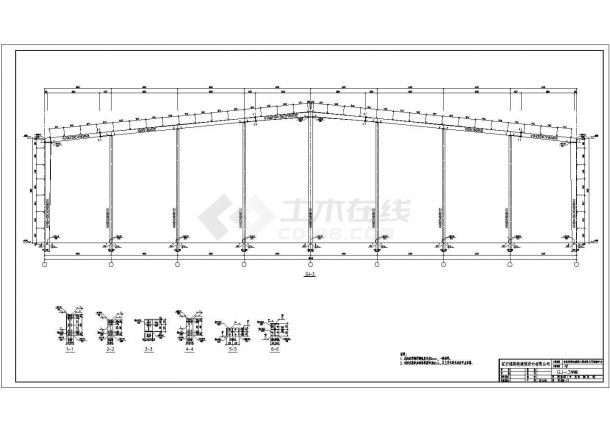 48米跨度门式钢架厂房结构图纸-图二