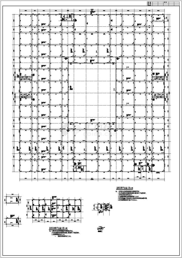 某四层建材市场空心无梁楼盖结构施工图-图一