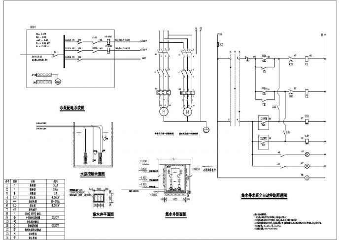 集水井排水泵电气设备控制原理图_图1