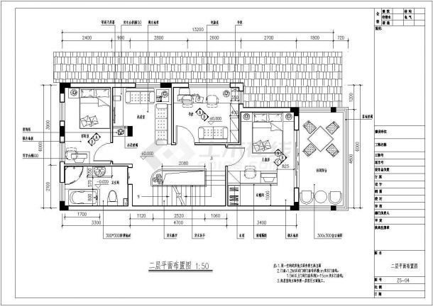 某地三层住宅楼室内装修设计全套施工图-图二