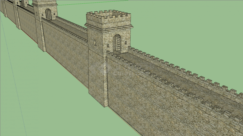 规模宏大中式典型城墙su模型-图二