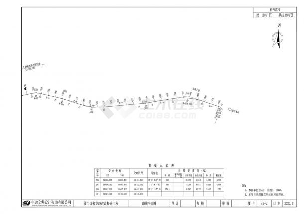蒲江县来龙路改造提升工程S2-2 路线平面图CAD图 .dwg-图一