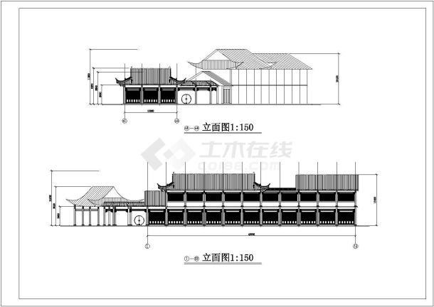 某地二层仿古综合楼建筑方案设计图-图一