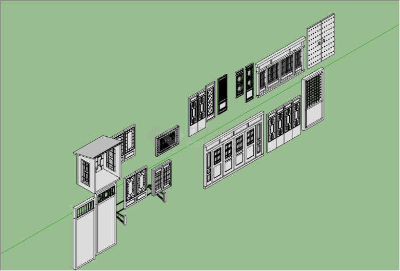 新古典传统中式古门窗大集合su模型-图二
