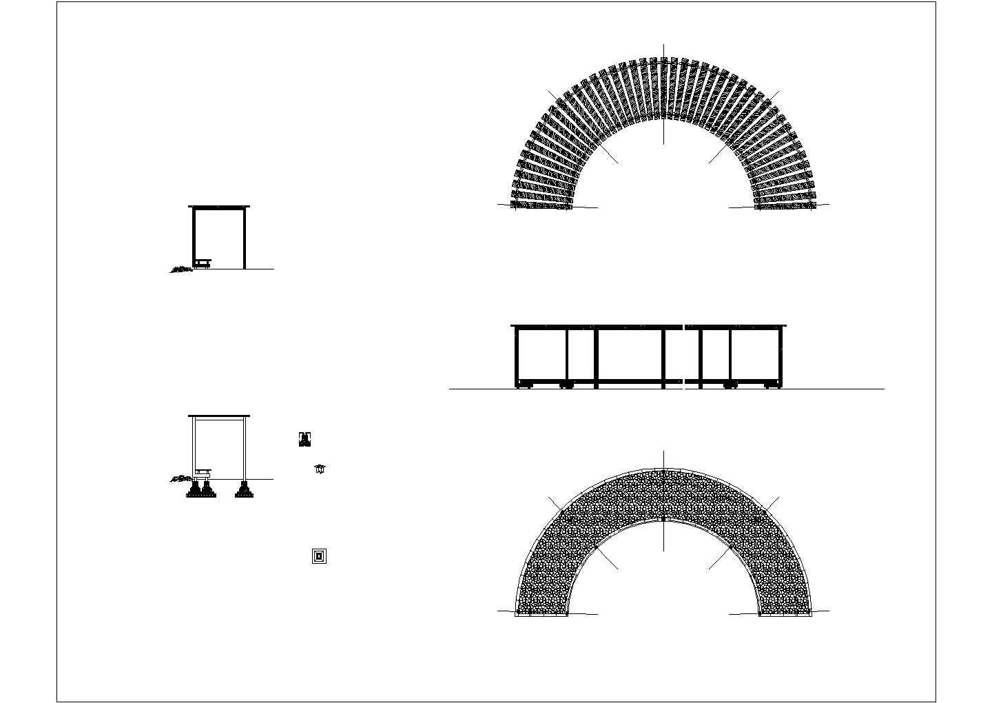 某工厂弧形构架结构施工设计cad图纸