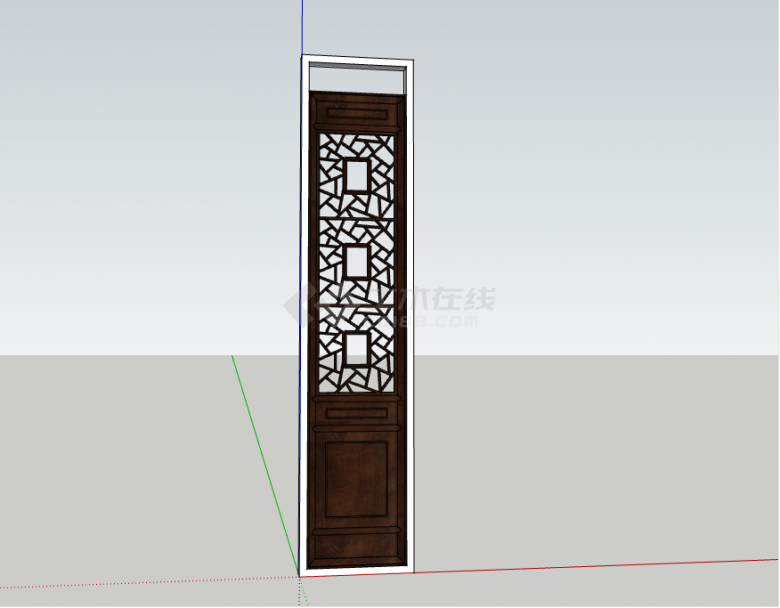 新中式木质古典挡风屏障单页家具su模型-图二