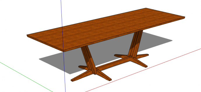 长方形褐色中式家具 su模型_图1