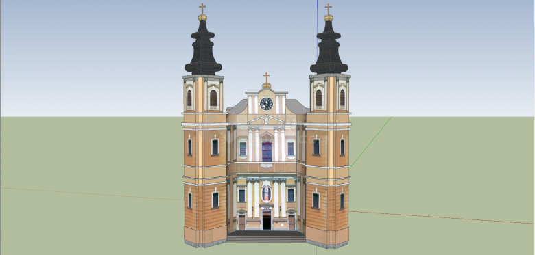 欧式古典带钟表城堡su模型-图二