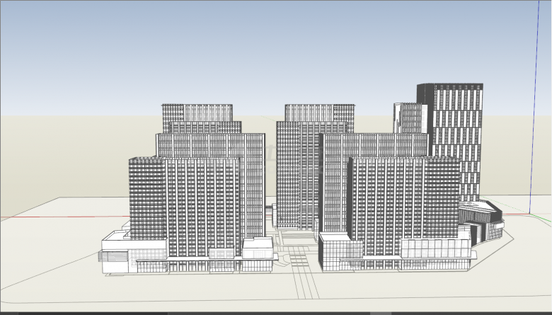科技产业园楼层居多高大科技园区su模型-图二