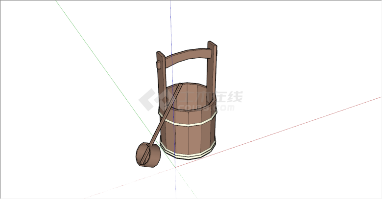 传统纯实木唐风木水桶su模型-图一