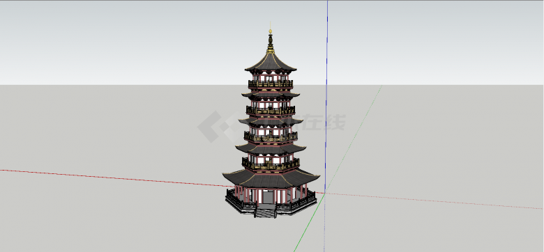 中式五层混合结构塔su模型-图一