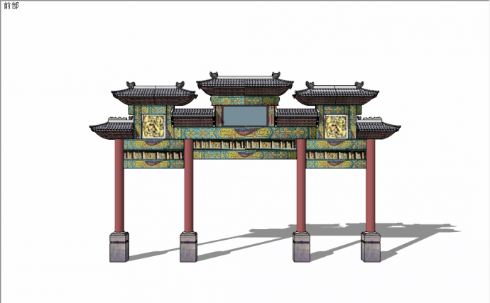 中式传统古典门楼式牌坊su模型_图1