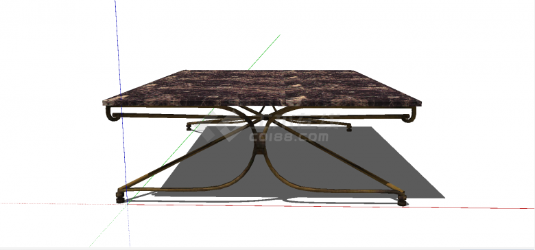 欧式铁质支撑大理石桌面桌子su模型-图二